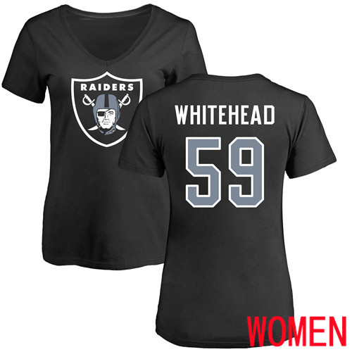Oakland Raiders Black Women Tahir Whitehead Name and Number Logo NFL Football #59 T Shirt
